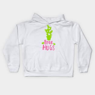 Free Hugs, Cactus, Cacti, Succulent, Plant, Hearts Kids Hoodie